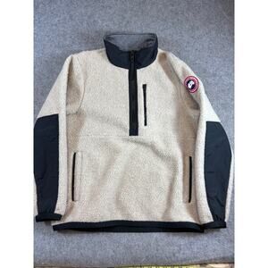 Canada Goose Renfrew Fleece Sweater Mens Small Light Tan Half Zip Pullover